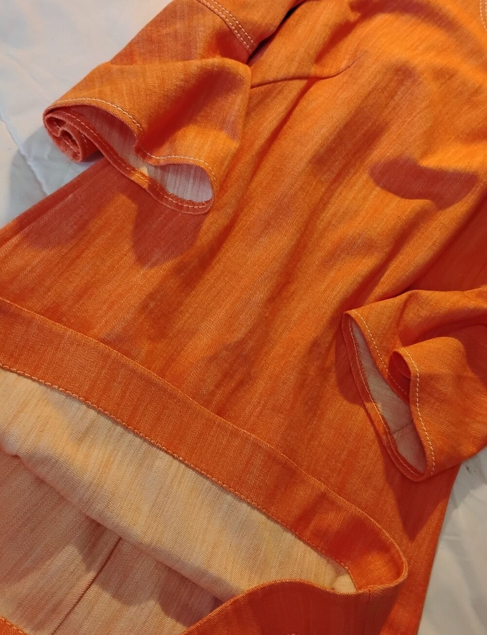 Akris Punto Denim Bell Sleeve Shift Dress. Coral orange Shade. New Without Tags - Picture 8 of 8